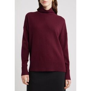 NWT NORDSTROM Oversize Cashmere Turtleneck Sweater Burgundy Women Size Medium